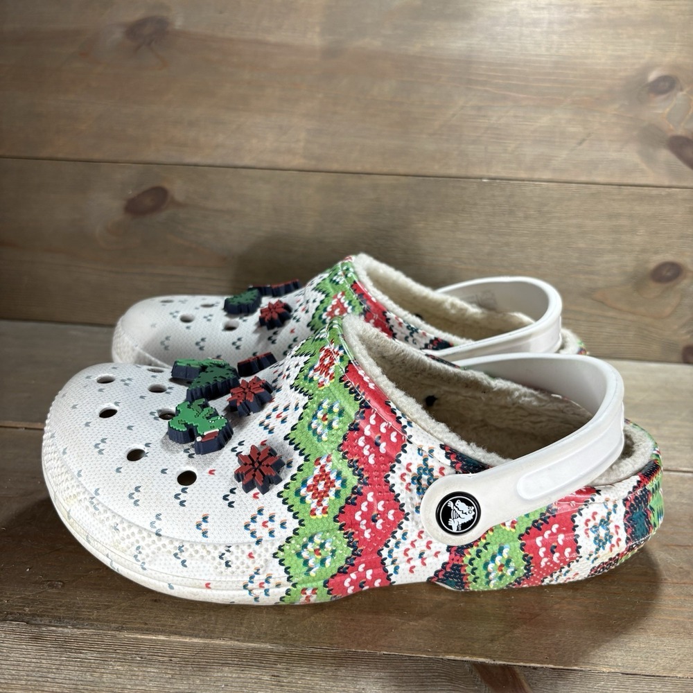 crocs classic womens size 7 shoes ugly christmas sweater lined comfort clogs
